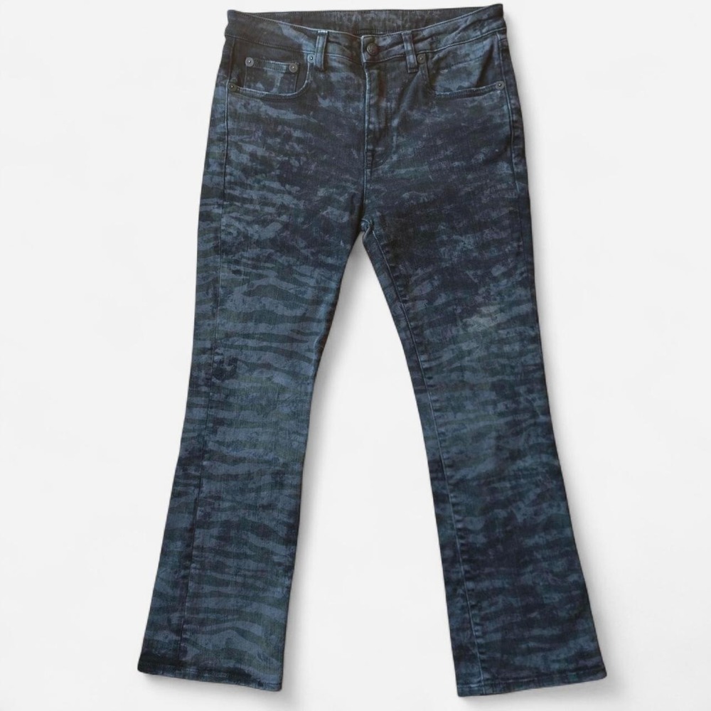 R13 Tiger Camo Japanese Denim Flare Jeans Grey Black Made in Italy 28